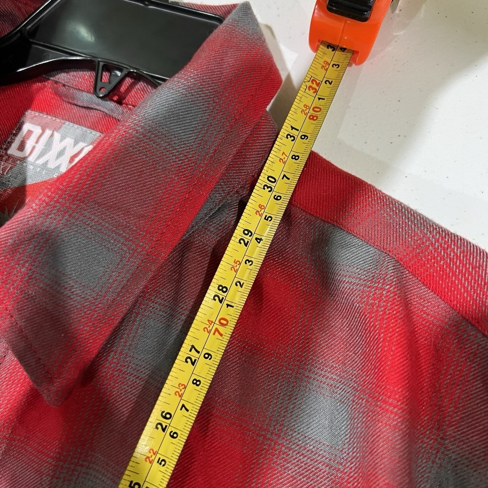 Dixxon men's XL "Pulaski" Plaid Flannel Button-Up Red Gray Long Sleeve Casual - Picture 7 of 7